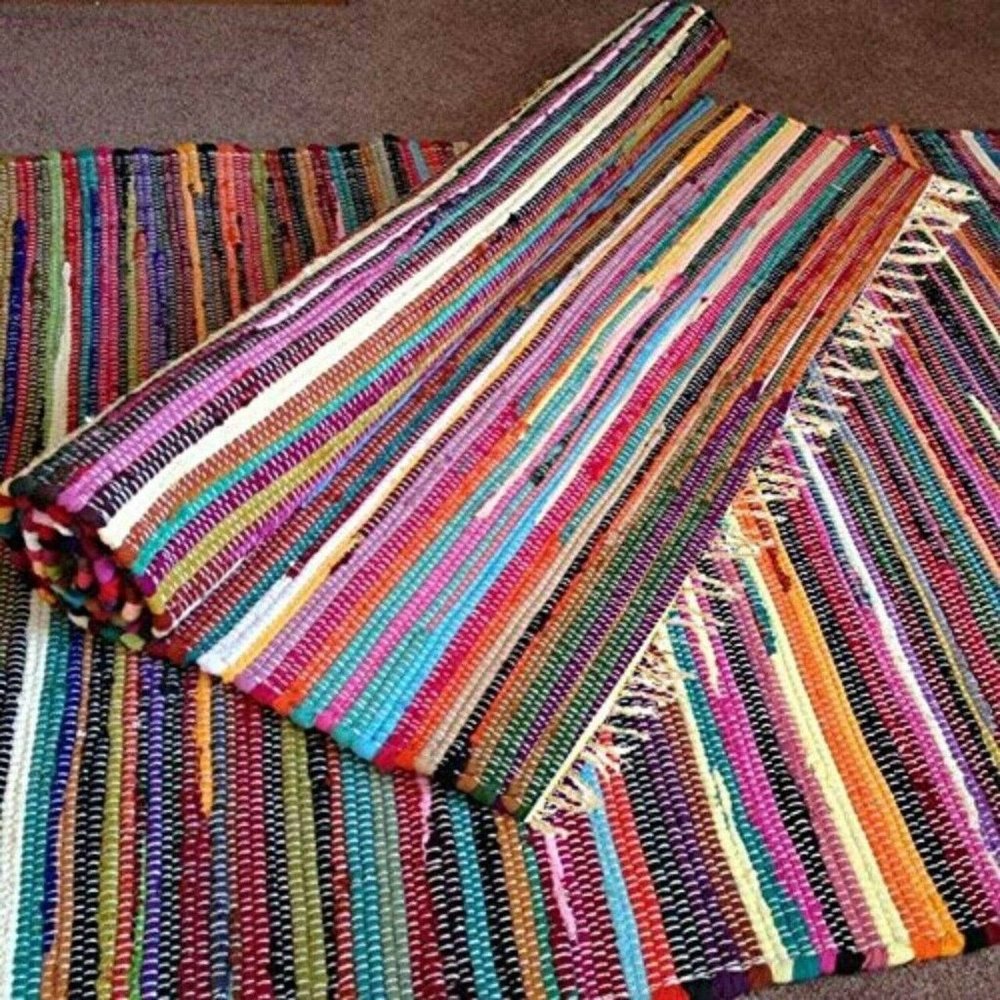 1 OF A KIND CHINDI RUG HANDWOVEN IN INDIA 20"x32"